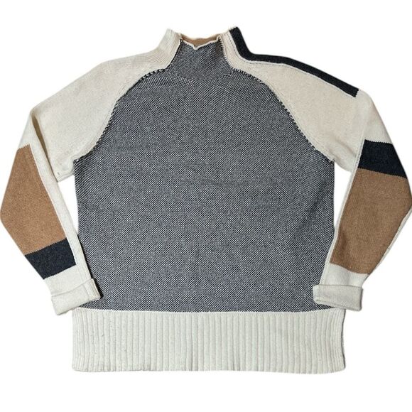 Zaket & Plover Colorblock Merino Wool Blend Mock Neck Sweater size S C28 - Picture 1 of 7